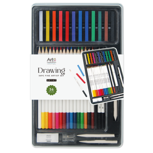 36 Piece Drawing Set in tin box