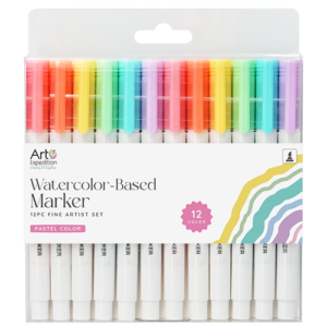 12pc Dual Tip Artist Marker set Watercolor-based Pastel Colors