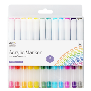 12pc Acrylic Marker Free Flow, Pastel Colors