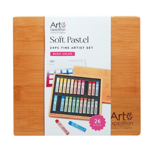 24 pc. Soft Pastel Set In Bamboo Box