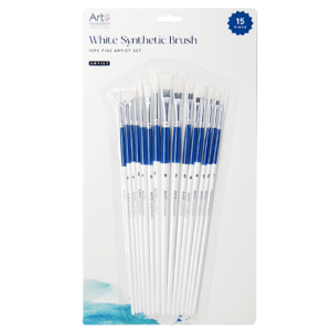 15pc White Synthetic Brush Set