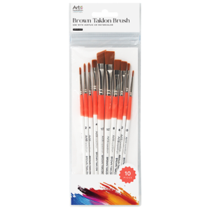 10pc Brown Taklon Brush Set
