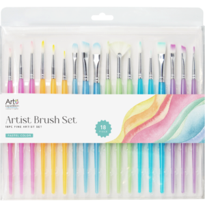 18pc White Nylon Brush Set Pastel Colors