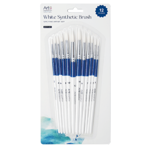 12pc White Synthetic Brush Set