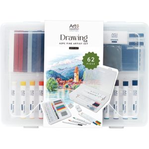 62PC Drawing Set in Plastic Tool Box