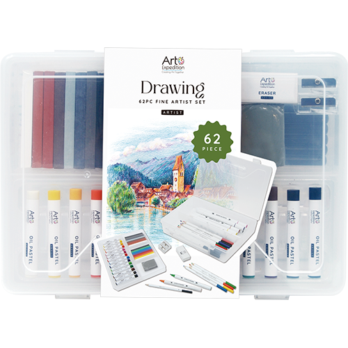 62PC Drawing Set in Plastic Tool Box