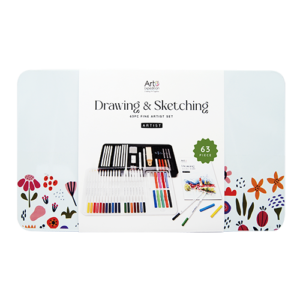 63PC Drawing and Sketching Set in Tin Box