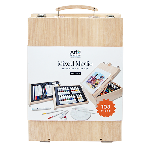 108PC Mixed Media Set in Wooden Box