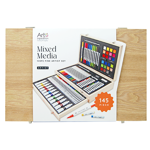 145PC Mixed Media Art Set in Wooden Box