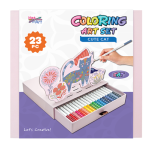 23 pc Coloring Art Set Cute Cat