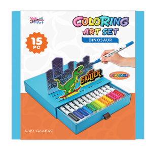 15 pc Coloring Art Set Dinosaur