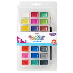 24pc Semi Moist Watercolor Metallic