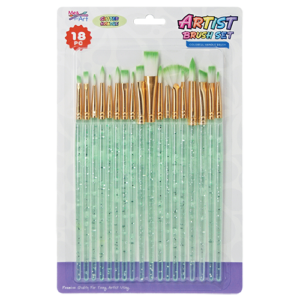 18pc Paint Brush Set with Glitter Handles