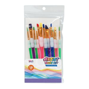 15pc Artist Brush Set with Rubber Grips