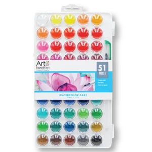Watercolor Cake Set Assorted Colors 51 Pcs.
