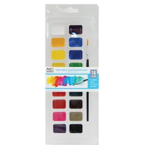 Semi-Moist Watercolor Cakes Basic Set 18 Pcs