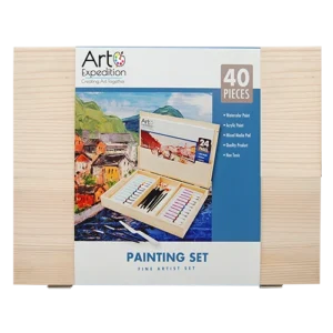 40 pc. Wooden Box Mixed Media Art Set