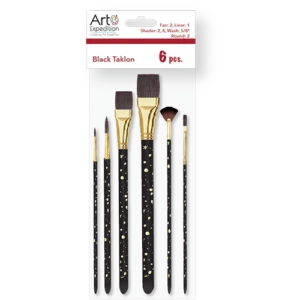 6 pc. Black Taklon Brush Set