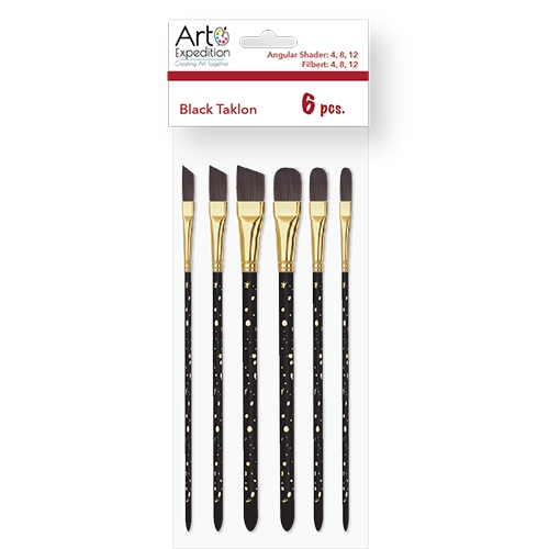 6 pc. Black Taklon Brush Set