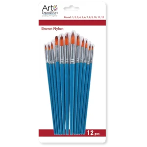12 pc. Brown Nylon Round Brush Set