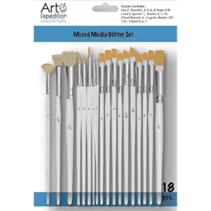 18 pc. Golden Synthetic Brush Set with Glitter Handles